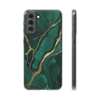 Green Marble & Gold Vein Phone Case - Luxe Stone Texture Pattern